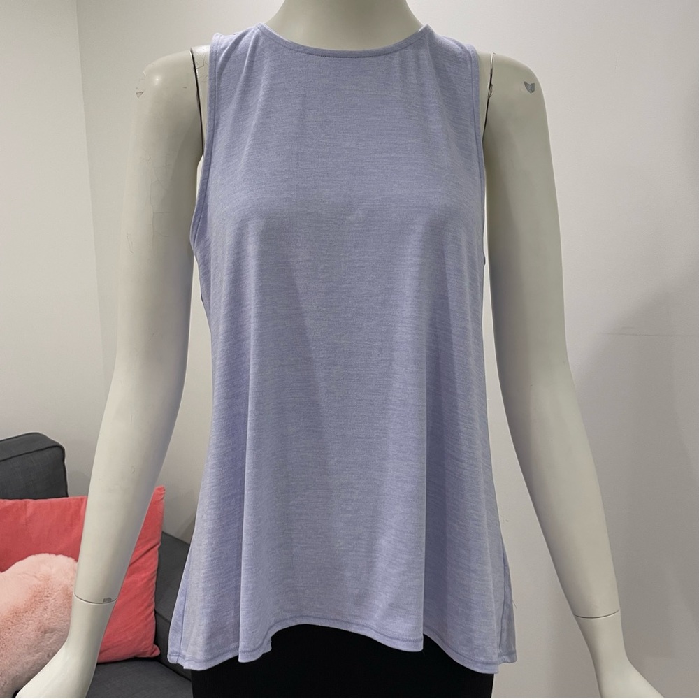 YOGALICIOUS Tank Top High Neck Open Back Tie Back Lightweight Flowy Size Medium